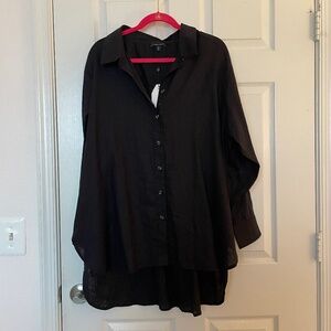 NWT Universal Standard Linen Oversized Button Down - Black Size 14/16